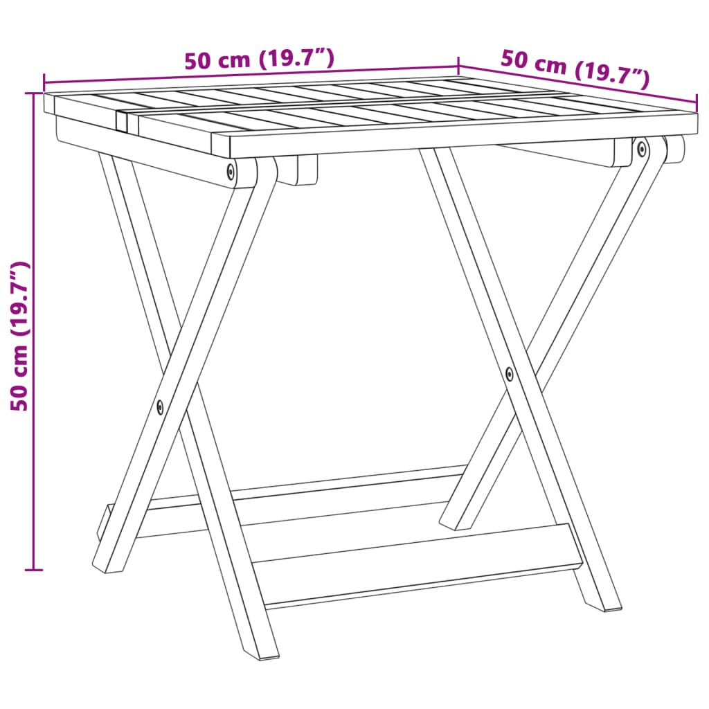 Tuintafel inklapbaar 50x50x50 cm massief acaciahout - AllerleiShop