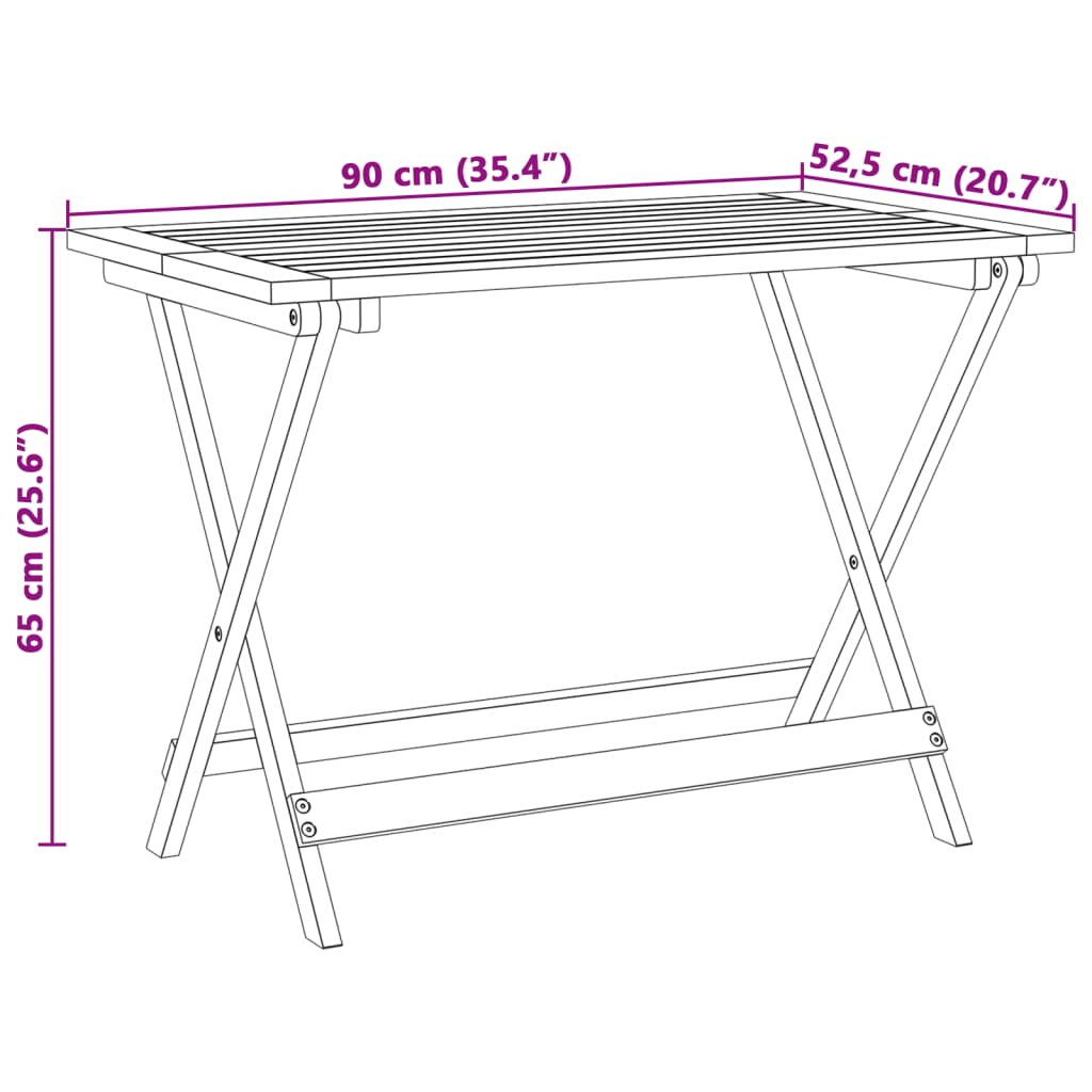 Tuintafel inklapbaar 90x52,5x65 cm massief acaciahout - AllerleiShop