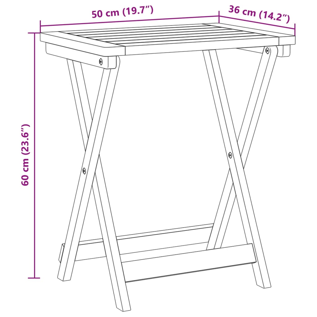 Tuintafel inklapbaar 50x36x60 cm massief acaciahout - AllerleiShop