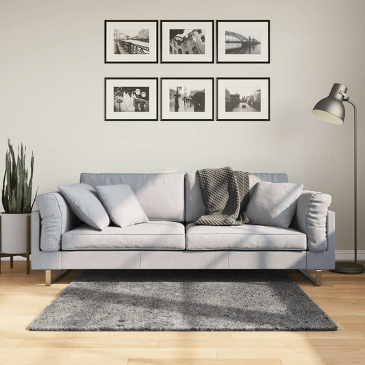 Vloerkleed HUARTE laagpolig zacht wasbaar 120x120 cm antraciet - AllerleiShop