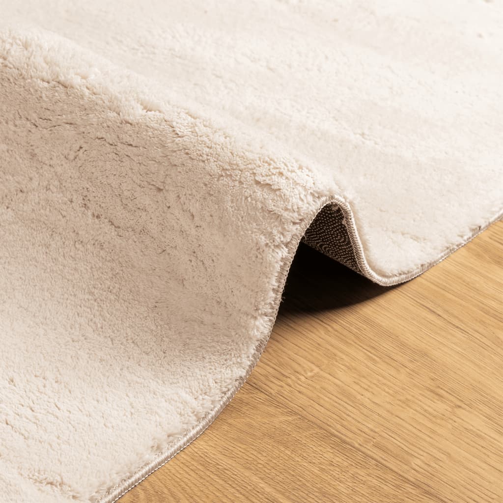 Vloerkleed HUARTE laagpolig zacht wasbaar 80x150 cm beige - AllerleiShop