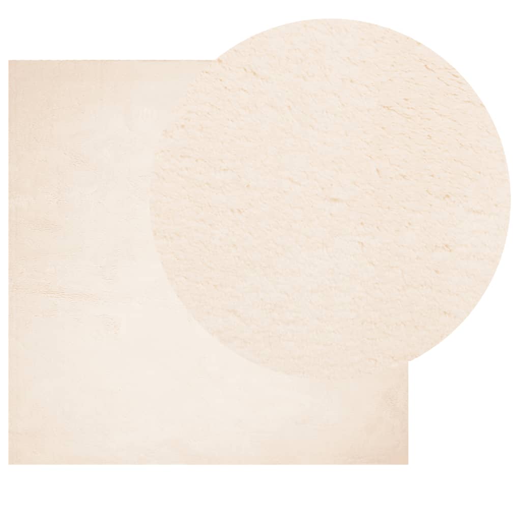 Vloerkleed HUARTE laagpolig zacht wasbaar 120x120 cm beige - AllerleiShop