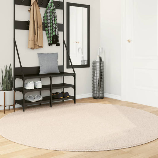 Vloerkleed HUARTE laagpolig zacht wasbaar Ø 200 cm beige - AllerleiShop