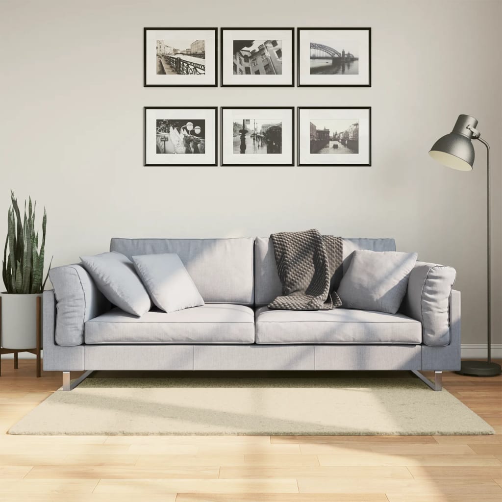 Vloerkleed HUARTE laagpolig zacht wasbaar 80x150 cm crème - AllerleiShop