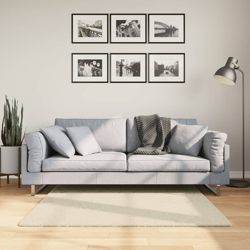 Vloerkleed HUARTE laagpolig zacht wasbaar 120x120 cm crème - AllerleiShop