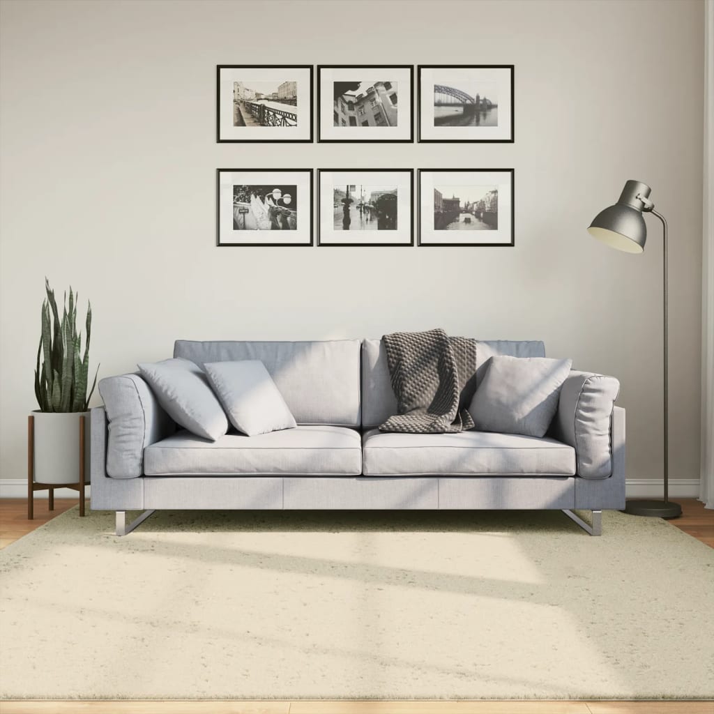 Vloerkleed HUARTE laagpolig zacht wasbaar 200x200 cm crème - AllerleiShop