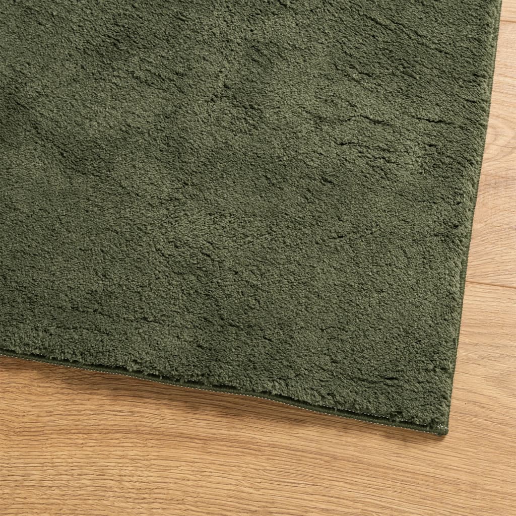 Vloerkleed HUARTE laagpolig zacht wasbaar 60x110 cm bosgroen - AllerleiShop