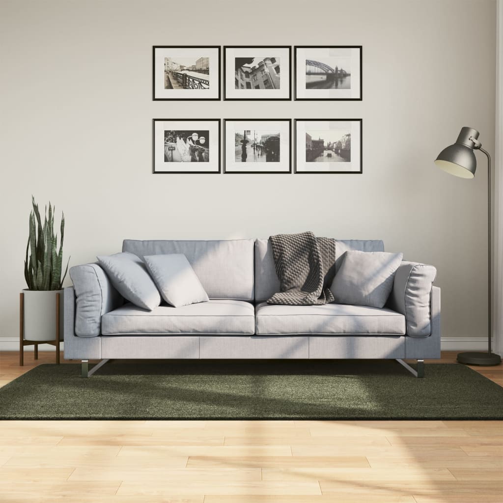 Vloerkleed HUARTE laagpolig zacht wasbaar 100x200 cm bosgroen - AllerleiShop