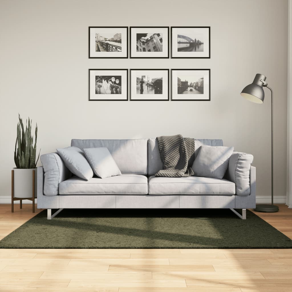 Vloerkleed HUARTE laagpolig zacht wasbaar 120x170 cm bosgroen - AllerleiShop