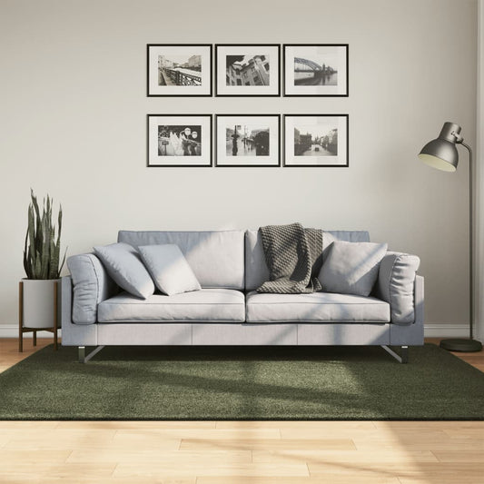 Vloerkleed HUARTE laagpolig zacht wasbaar 140x200 cm bosgroen - AllerleiShop