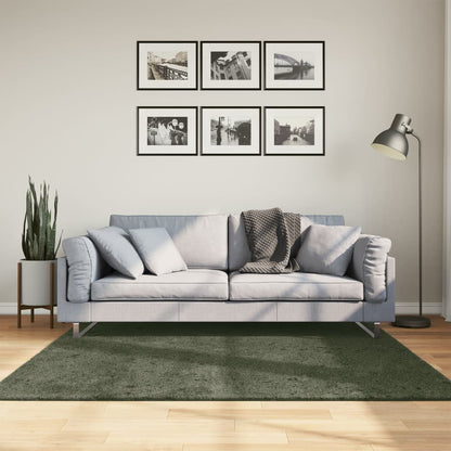 Vloerkleed HUARTE laagpolig zacht wasbaar 160x160 cm bosgroen - AllerleiShop