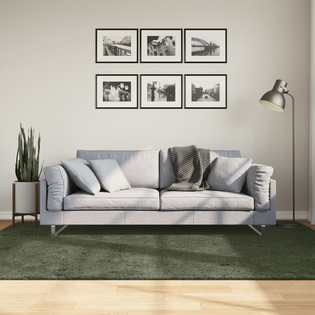 Vloerkleed HUARTE laagpolig zacht wasbaar 160x230 cm bosgroen - AllerleiShop