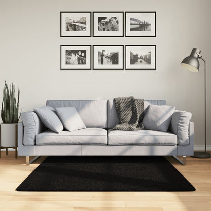 Vloerkleed HUARTE laagpolig zacht wasbaar 120x120 cm zwart - AllerleiShop