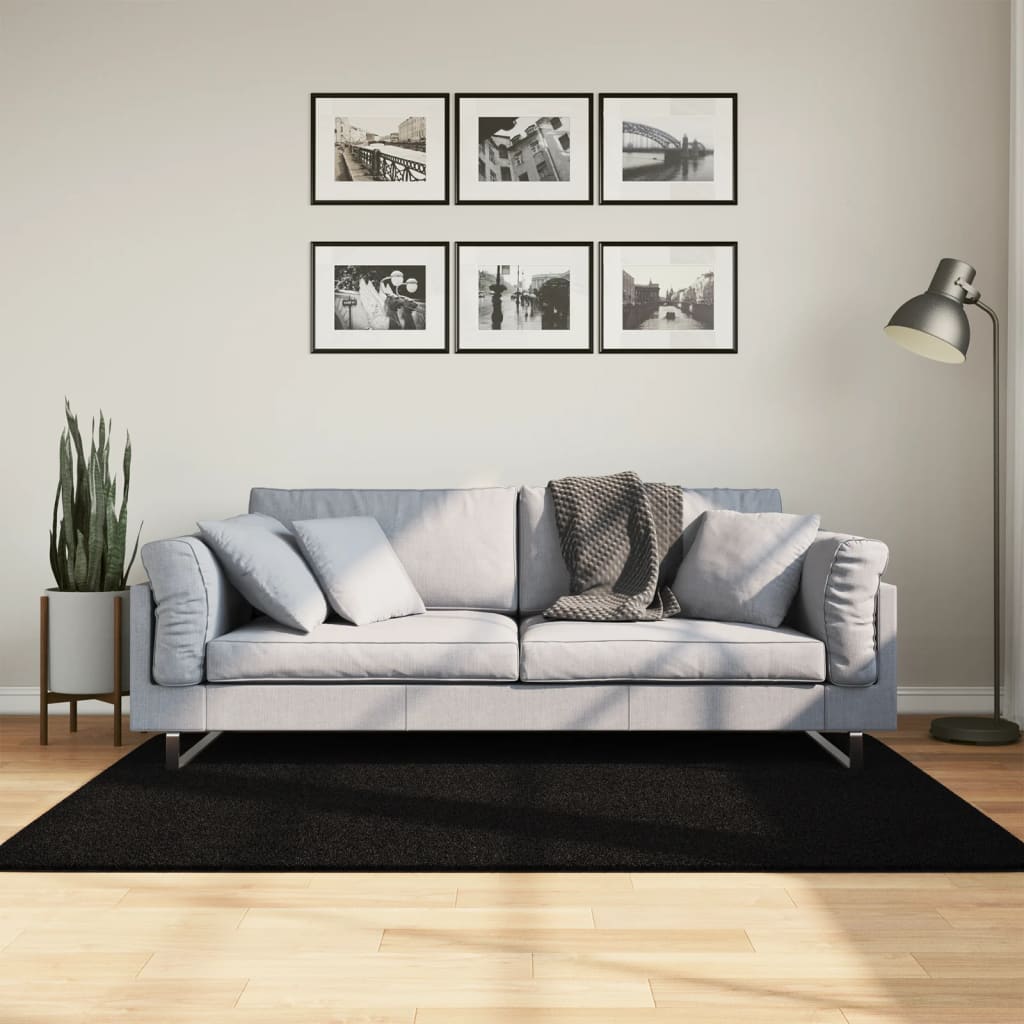 Vloerkleed HUARTE laagpolig zacht wasbaar 120x170 cm zwart - AllerleiShop