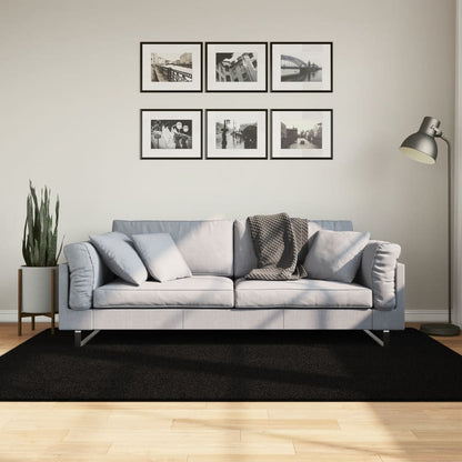 Vloerkleed HUARTE laagpolig zacht wasbaar 140x200 cm zwart - AllerleiShop