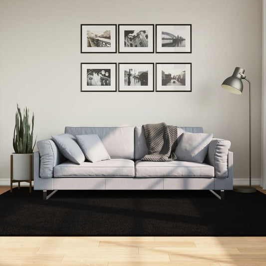 Vloerkleed HUARTE laagpolig zacht wasbaar 160x230 cm zwart - AllerleiShop