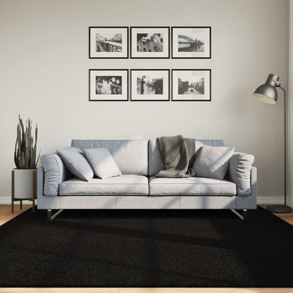 Vloerkleed HUARTE laagpolig zacht wasbaar 200x200 cm zwart - AllerleiShop