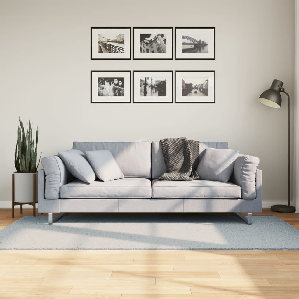 Vloerkleed HUARTE laagpolig zacht wasbaar 100x200 cm blauw - AllerleiShop