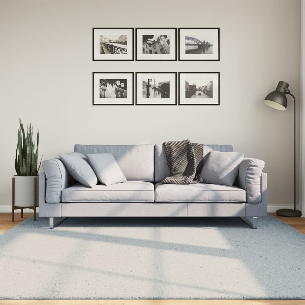 Vloerkleed HUARTE laagpolig zacht wasbaar 200x200 cm blauw - AllerleiShop