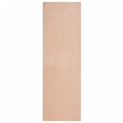 Vloerkleed HUARTE laagpolig zacht wasbaar 80x250 cm roze - AllerleiShop