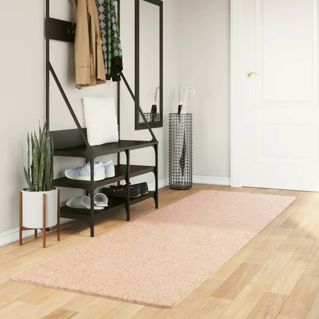 Vloerkleed HUARTE laagpolig zacht wasbaar 80x250 cm roze - AllerleiShop