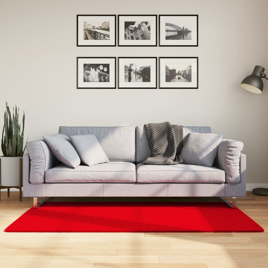 Vloerkleed HUARTE laagpolig zacht wasbaar 80x150 cm rood - AllerleiShop