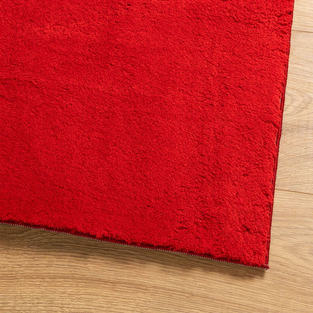 Vloerkleed HUARTE laagpolig zacht wasbaar 80x250 cm rood - AllerleiShop