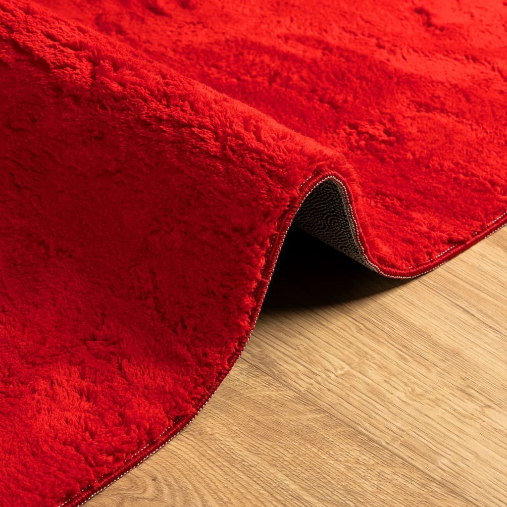 Vloerkleed HUARTE laagpolig zacht wasbaar 100x200 cm rood - AllerleiShop