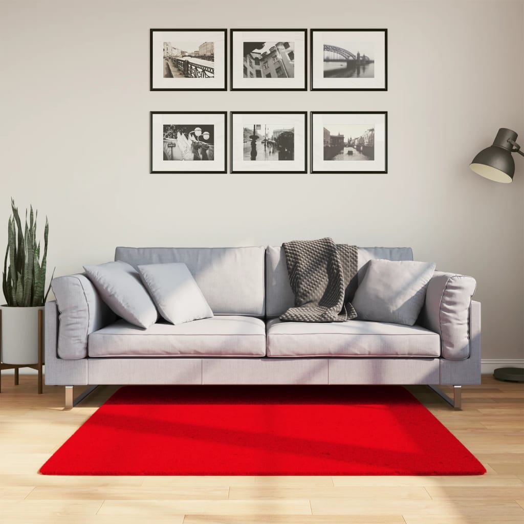 Vloerkleed HUARTE laagpolig zacht wasbaar 120x120 cm rood - AllerleiShop