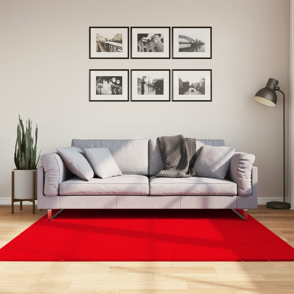 Vloerkleed HUARTE laagpolig zacht wasbaar 160x160 cm rood - AllerleiShop