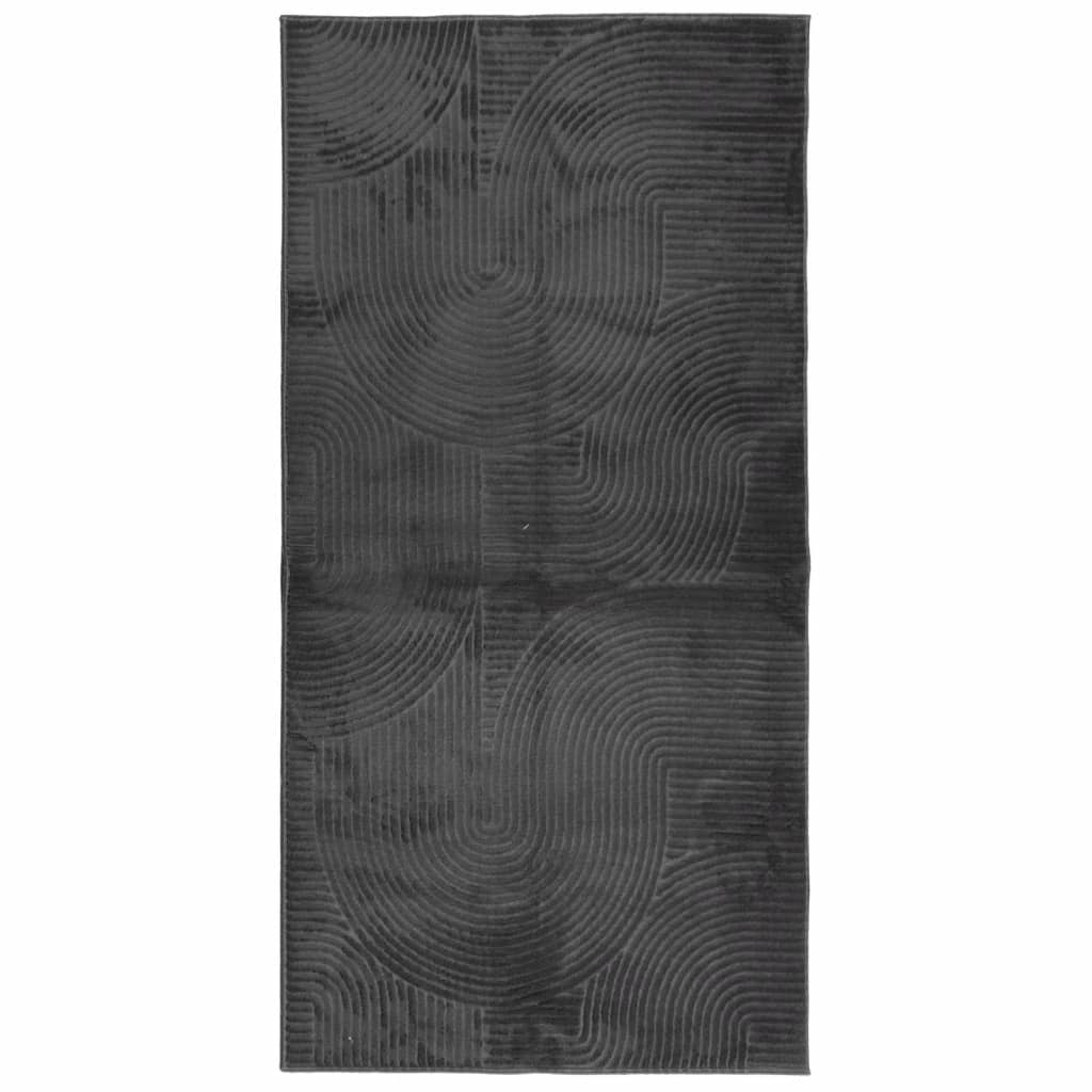 Vloerkleed IZA laagpolig Scandinavisch 100x200 cm antraciet - AllerleiShop