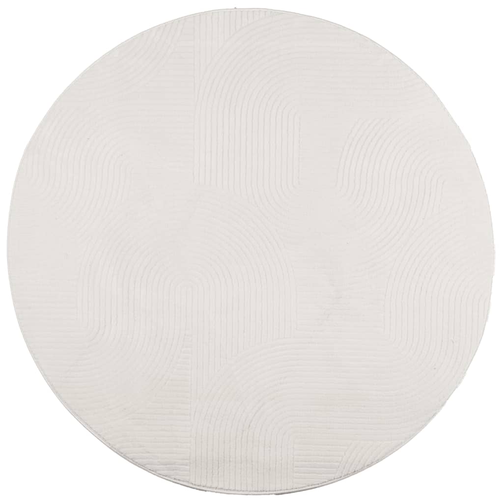 Vloerkleed IZA laagpolig Scandinavisch Ø 160 cm crèmekleurig - AllerleiShop