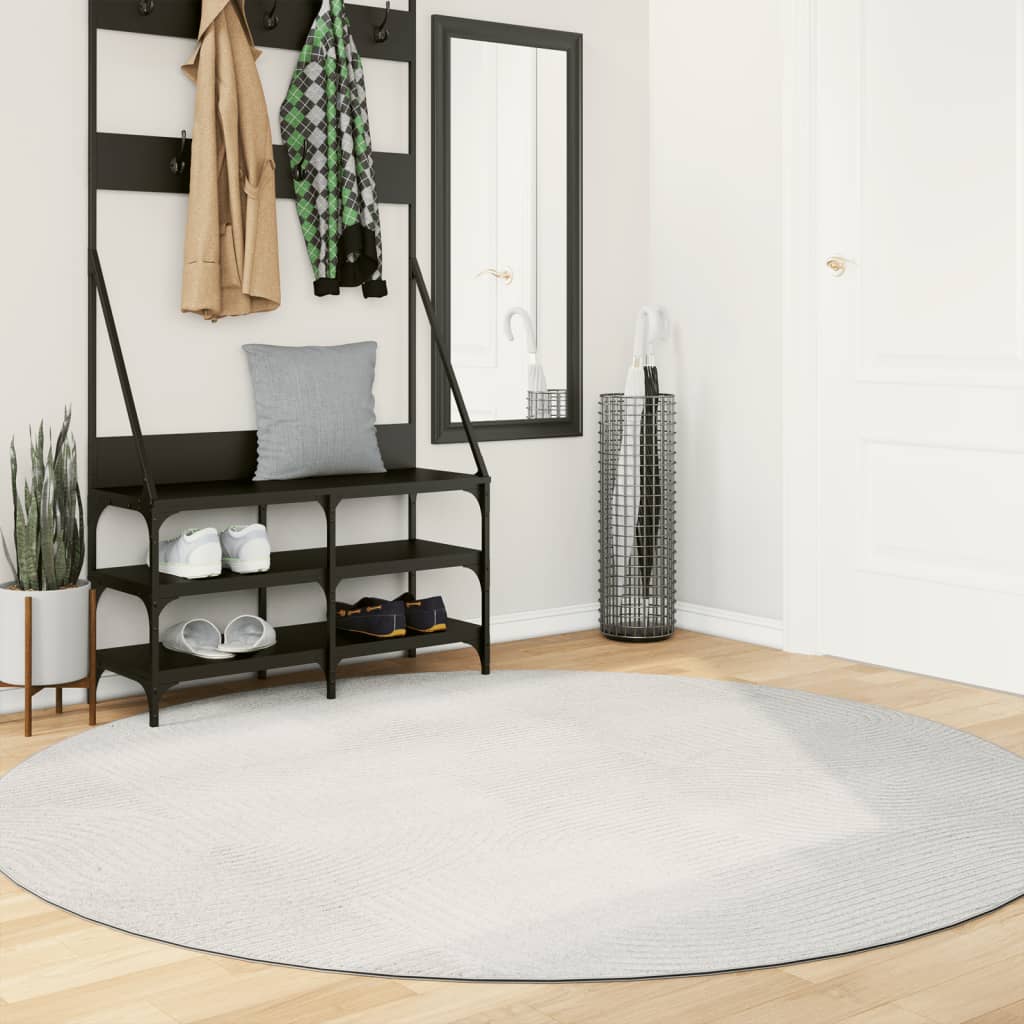 Vloerkleed IZA laagpolig Scandinavisch Ø 200 cm crèmekleurig - AllerleiShop