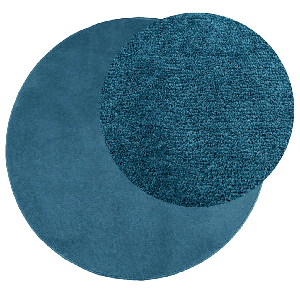 Vloerkleed OVIEDO laagpolig Ø 80 cm turquoise