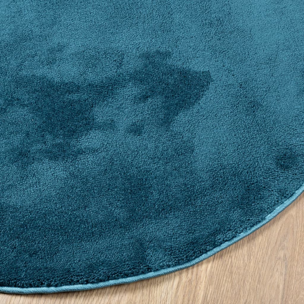 Vloerkleed OVIEDO laagpolig Ø 80 cm turquoise