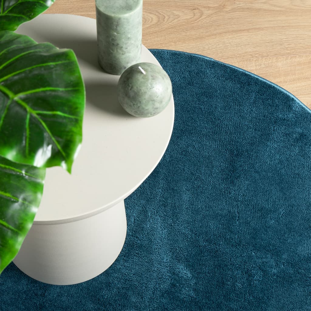 Vloerkleed OVIEDO laagpolig Ø 80 cm turquoise