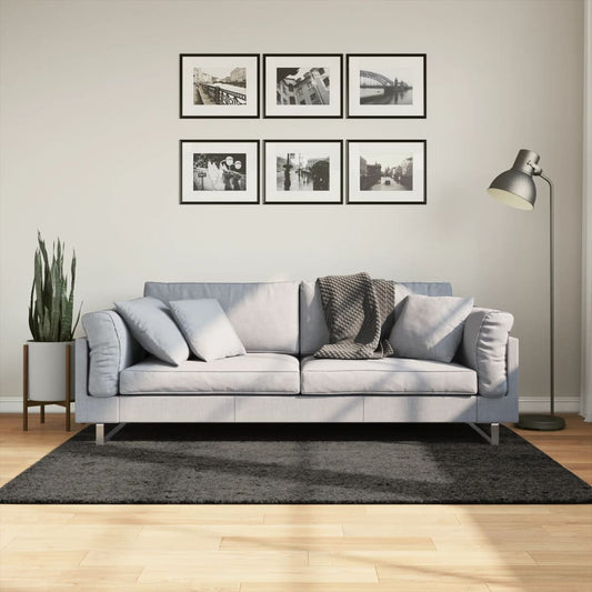 Vloerkleed ISTAN hoogpolig glanzend 120x170 cm antracietkleurig - AllerleiShop