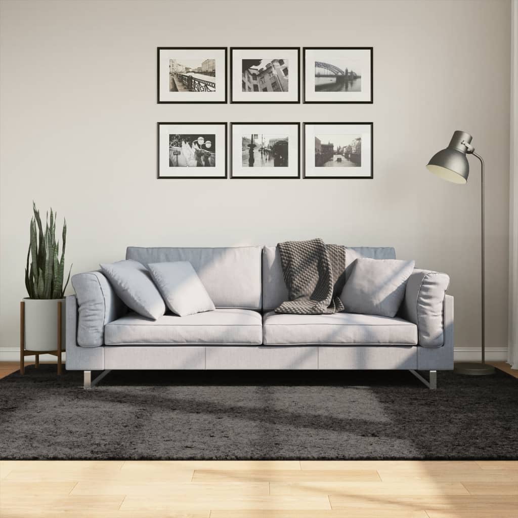 Vloerkleed ISTAN hoogpolig glanzend 160x230 cm antracietkleurig - AllerleiShop