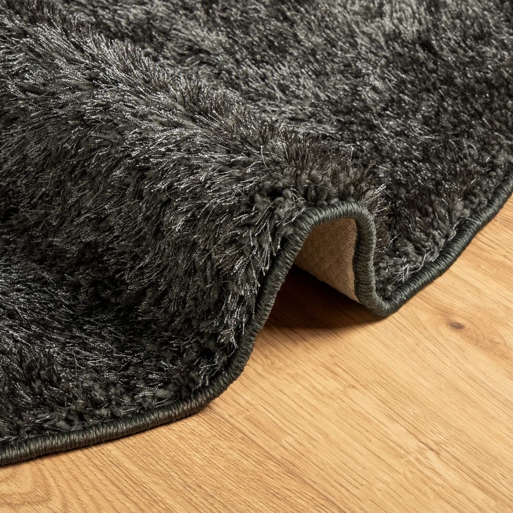 Vloerkleed ISTAN hoogpolig glanzend Ø 80 cm antracietkleurig - AllerleiShop