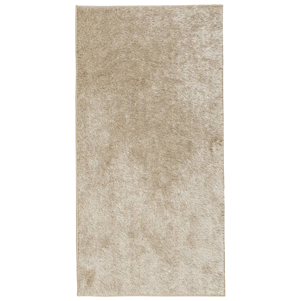 Vloerkleed ISTAN hoogpolig glanzend 80x150 cm beige - AllerleiShop