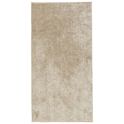 Vloerkleed ISTAN hoogpolig glanzend 80x150 cm beige - AllerleiShop