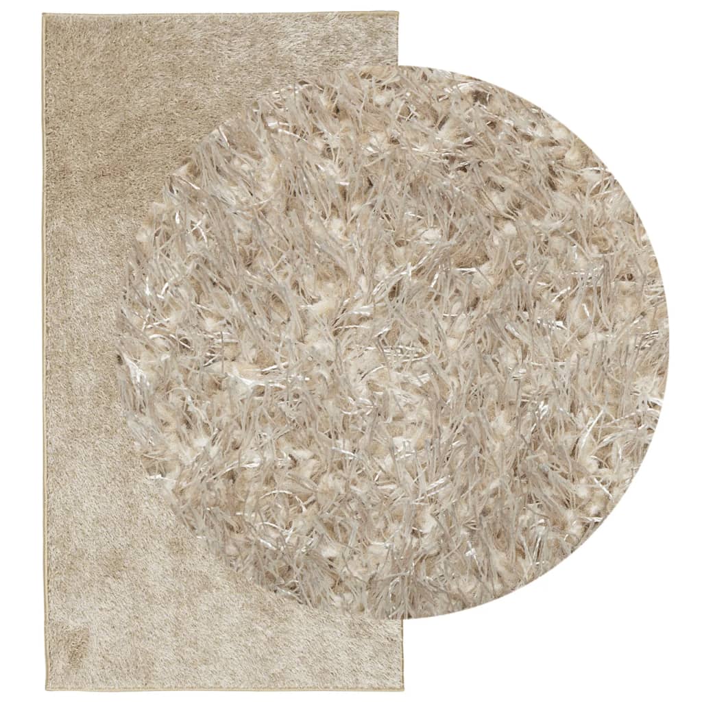 Vloerkleed ISTAN hoogpolig glanzend 80x150 cm beige - AllerleiShop