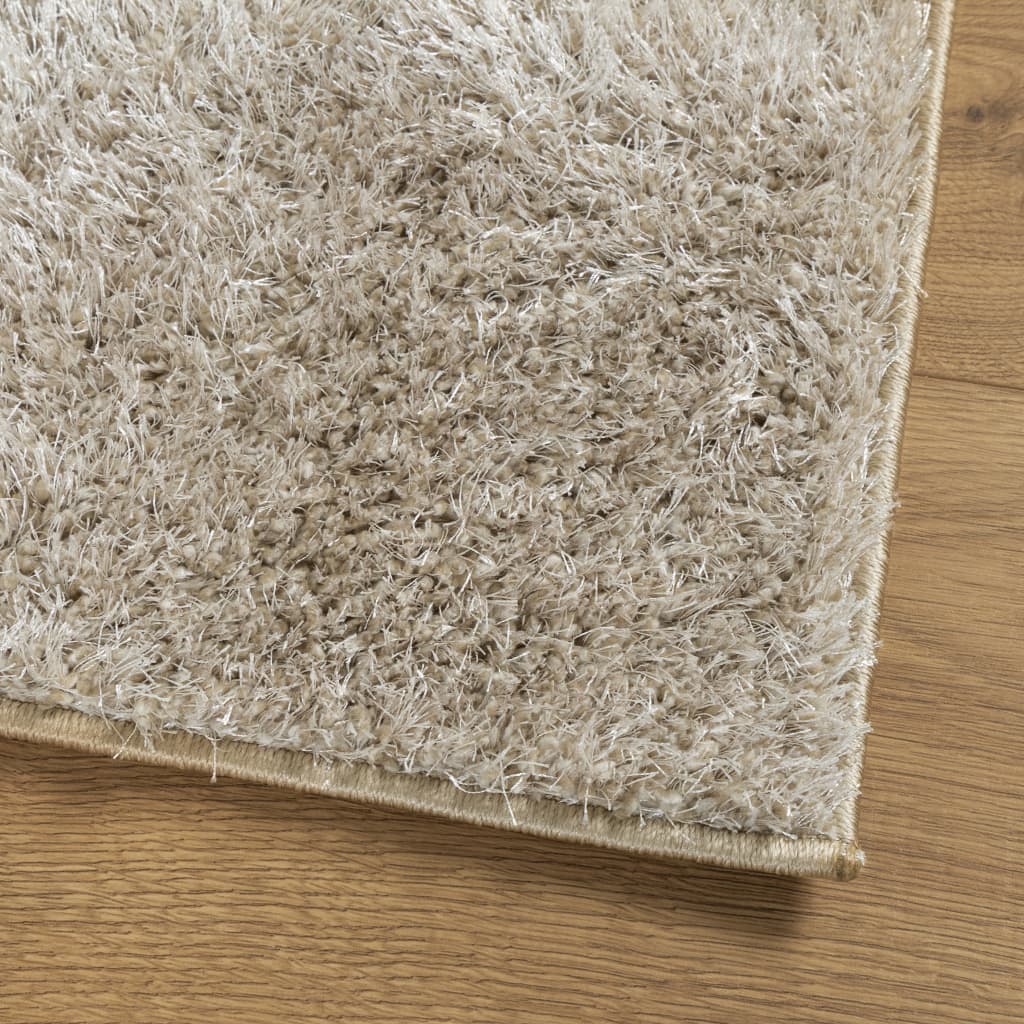 Vloerkleed ISTAN hoogpolig glanzend 80x150 cm beige - AllerleiShop