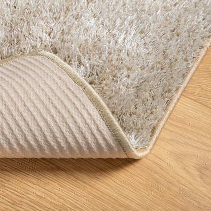 Vloerkleed ISTAN hoogpolig glanzend 80x150 cm beige - AllerleiShop