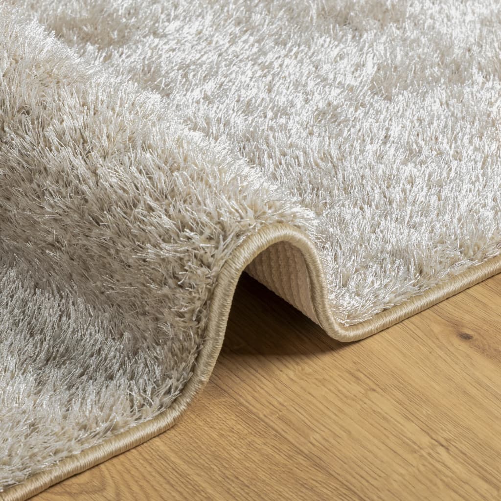 Vloerkleed ISTAN hoogpolig glanzend 80x150 cm beige - AllerleiShop