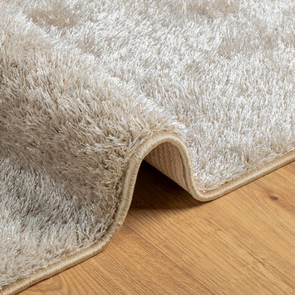 Vloerkleed ISTAN hoogpolig glanzend 80x150 cm beige - AllerleiShop