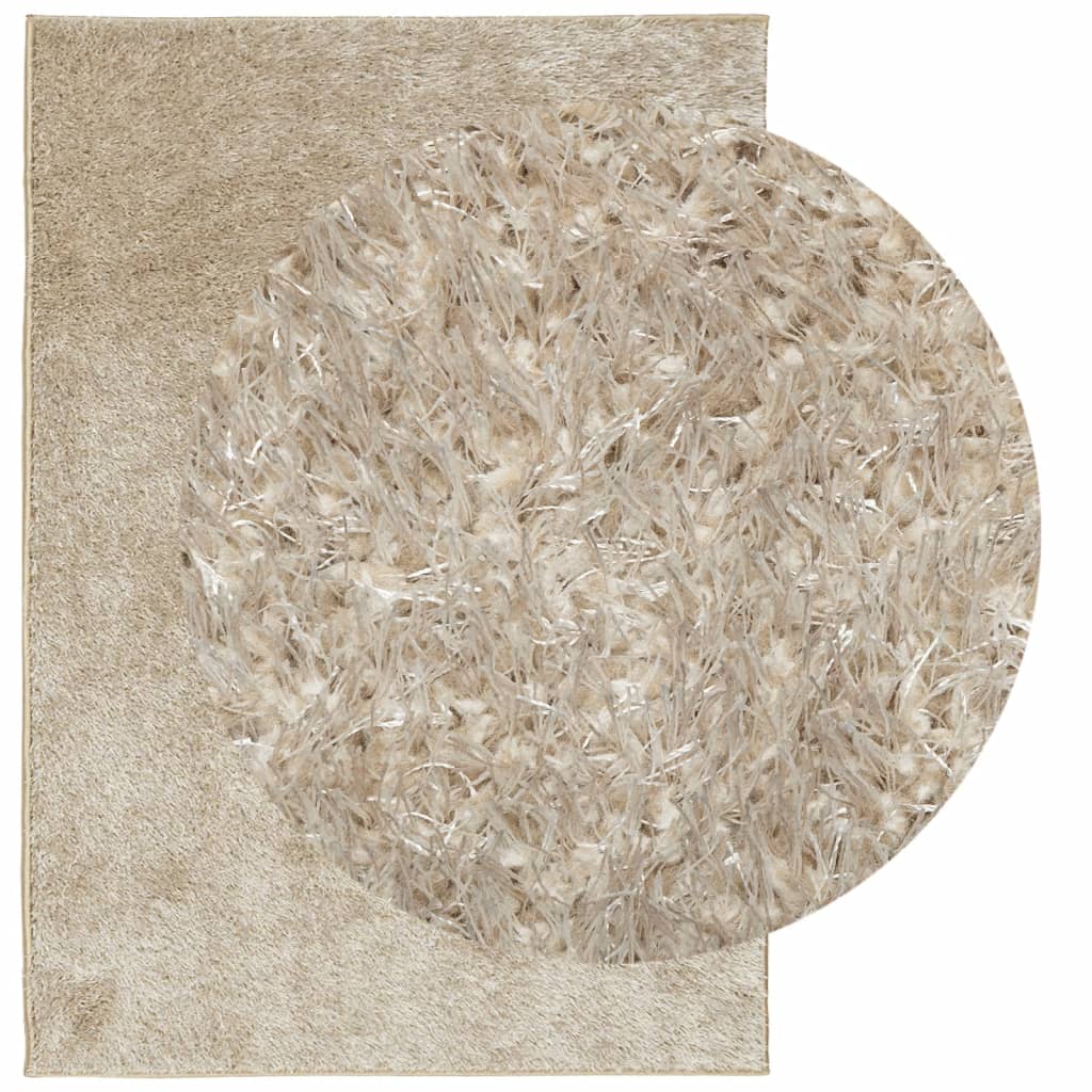 Vloerkleed ISTAN hoogpolig glanzend 120x170 cm beige - AllerleiShop