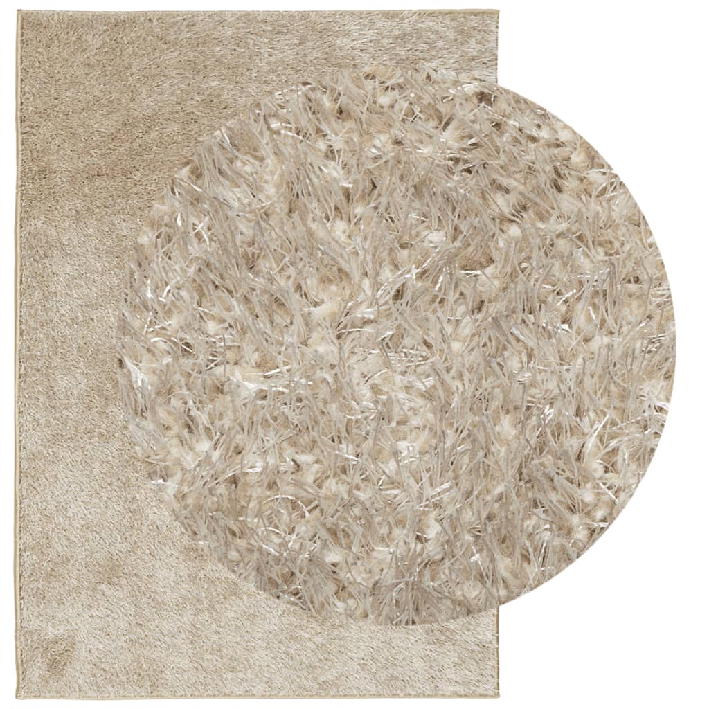 Vloerkleed ISTAN hoogpolig glanzend 140x200 cm beige - AllerleiShop