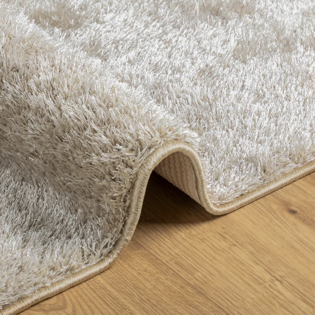 Vloerkleed ISTAN hoogpolig glanzend 140x200 cm beige - AllerleiShop