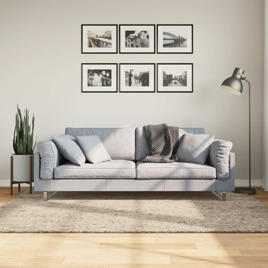 Vloerkleed ISTAN hoogpolig glanzend 140x200 cm beige - AllerleiShop